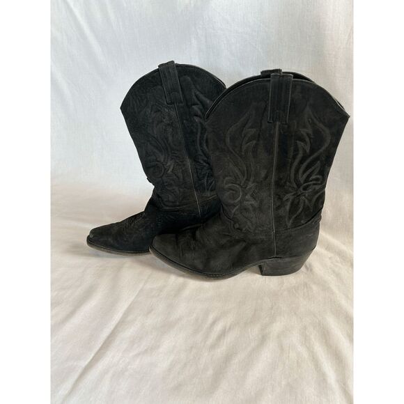 Women's Justin Black Snip Toe Cowboy Boots, Size 9 1/2, Leather - Picture 1 of 13